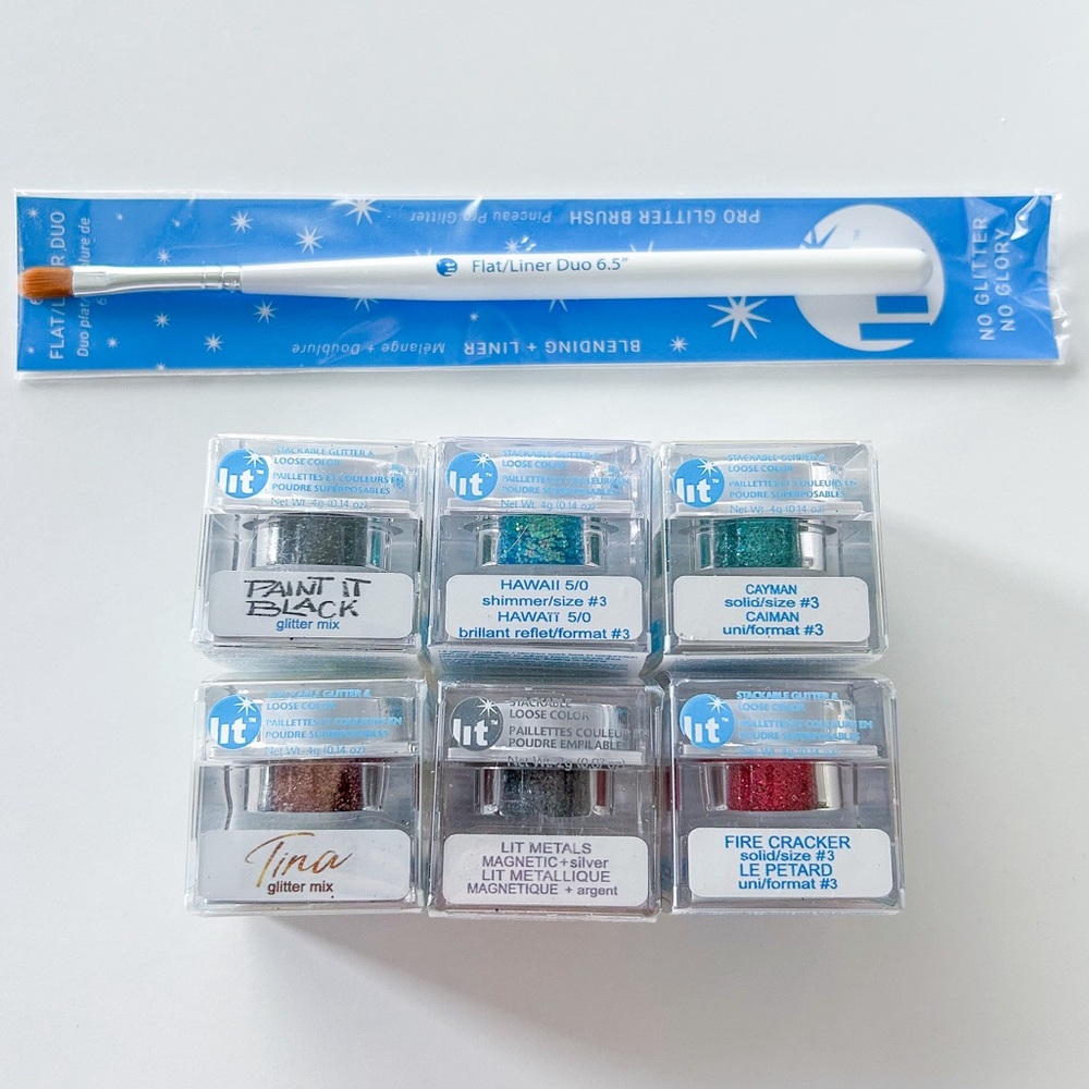 BRAND NEW Lit Cosmetics Glitter Bundle and Applicator Brush
